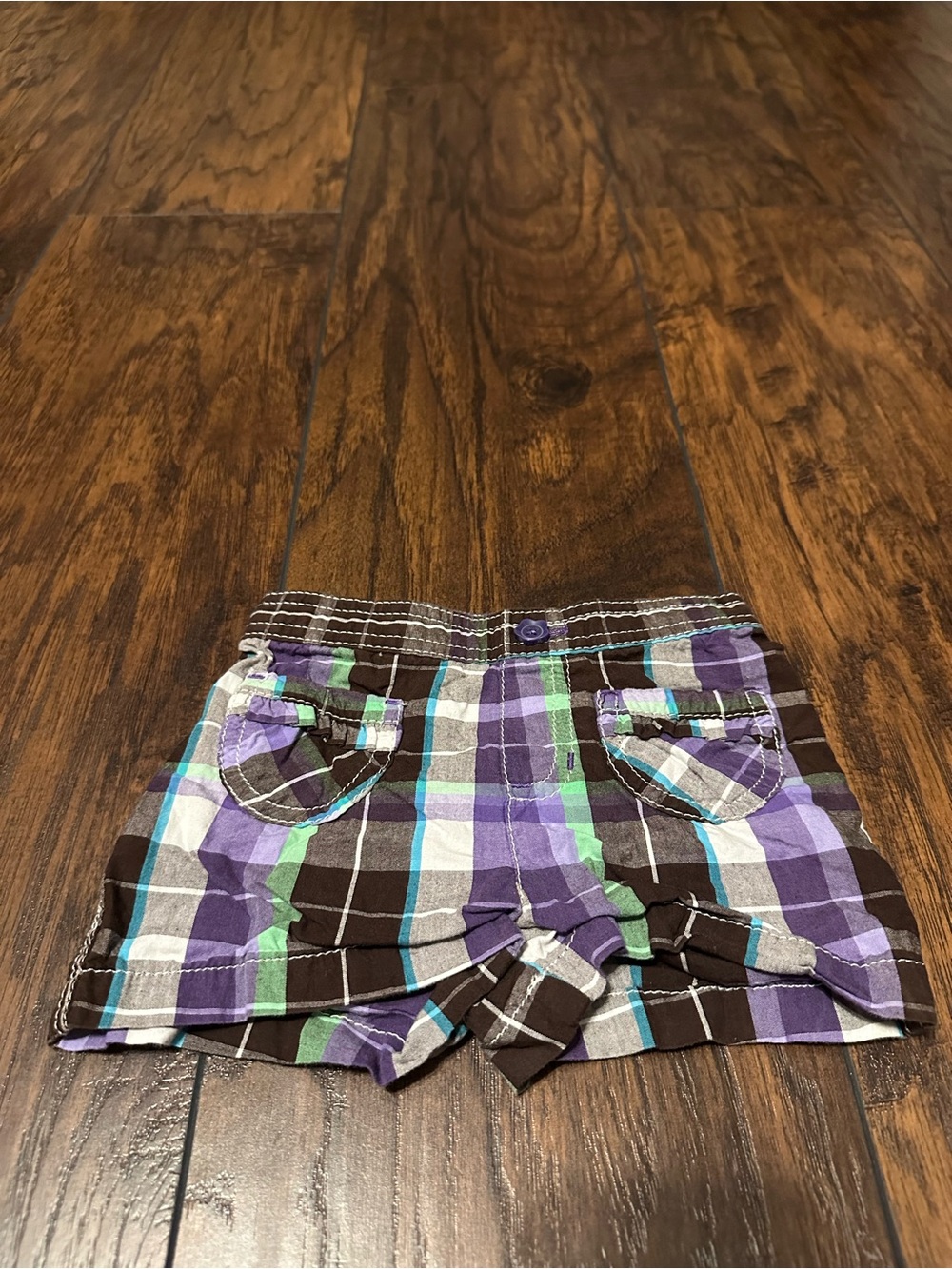 jumping beans Purple Plaid Girls Shorts with Teal Accents